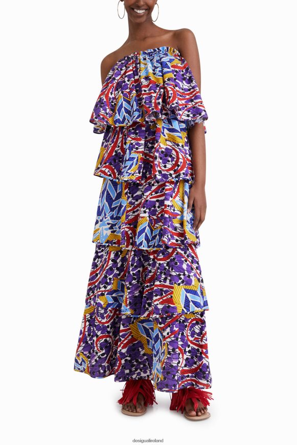 Desigual Women Stella Jean long ruffled dress Clothing PFVZ0B778