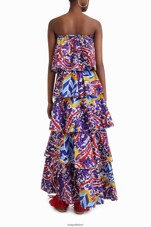 Desigual Women Stella Jean long ruffled dress Clothing PFVZ0B778