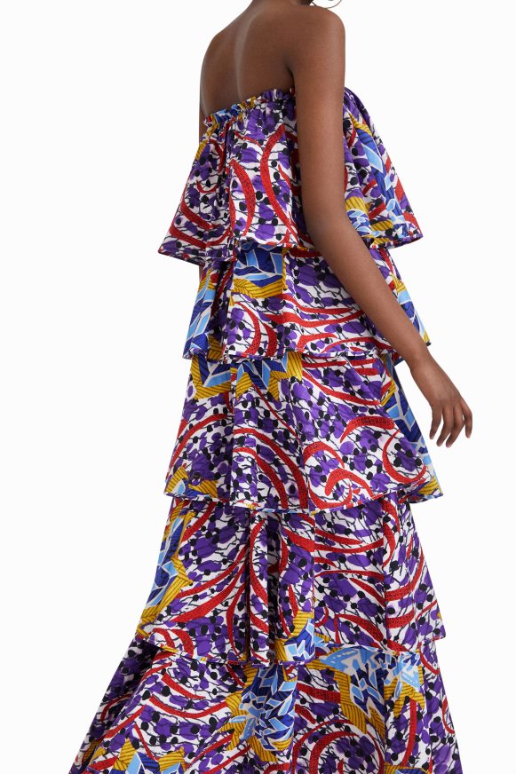 Desigual Women Stella Jean long ruffled dress Clothing PFVZ0B778