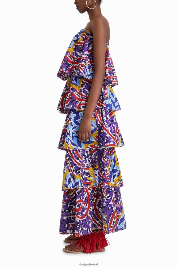 Desigual Women Stella Jean long ruffled dress Clothing PFVZ0B778