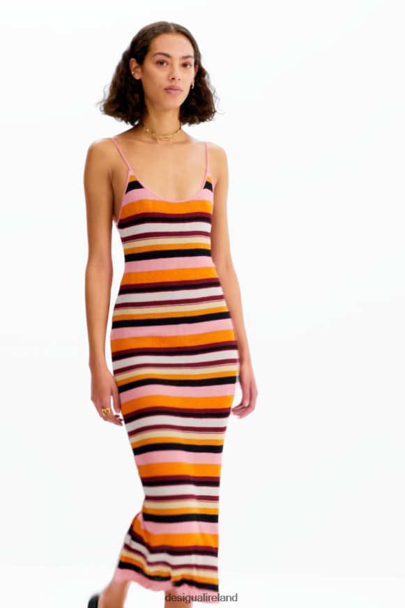 Desigual Women Striped ribbed midi dress Clothing PFVZ0B891