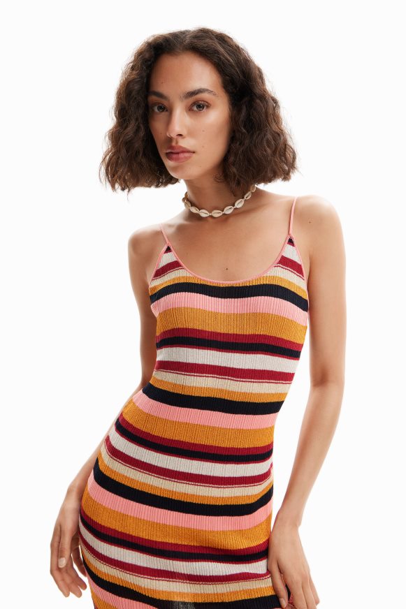 Desigual Women Striped ribbed midi dress Clothing PFVZ0B891