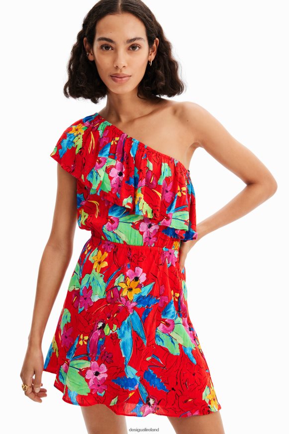 Desigual Women Tropical asymmetric short dress Clothing PFVZ0B597