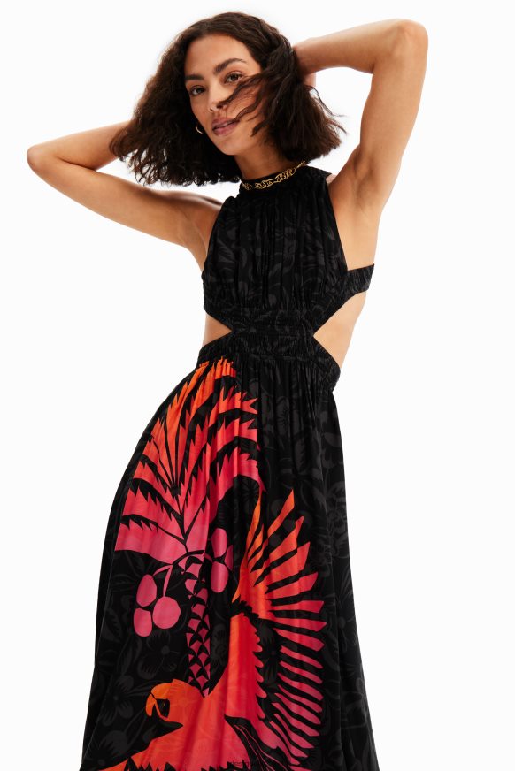 Desigual Women Tropical cut-out midi dress Clothing PFVZ0B960