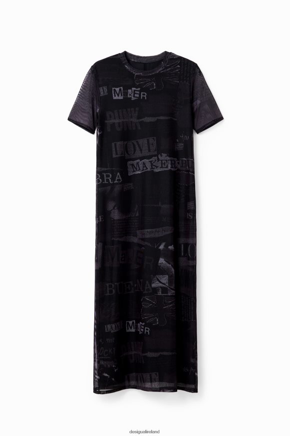 Desigual Women Tulle newspaper midi dress Clothing PFVZ0B345
