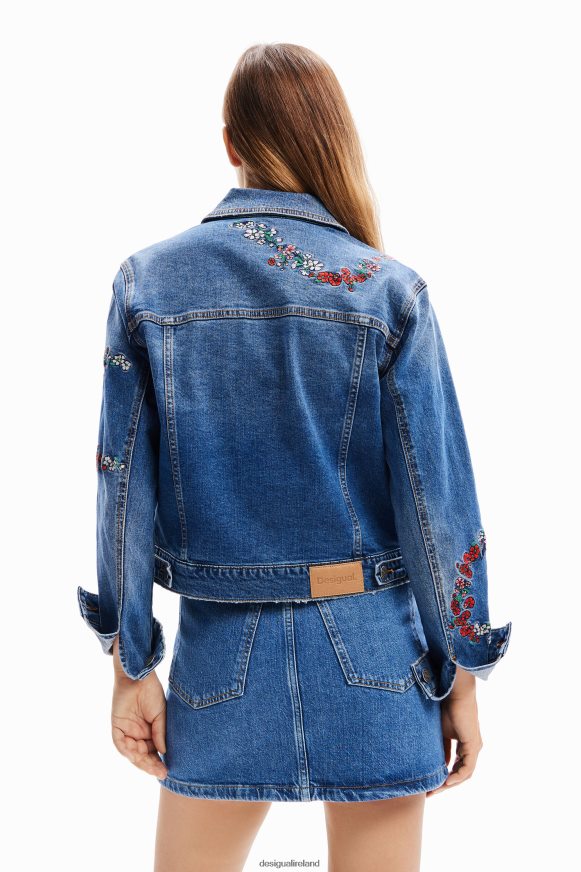 Desigual Women Embroidered denim trucker jacket Clothing PFVZ0B211