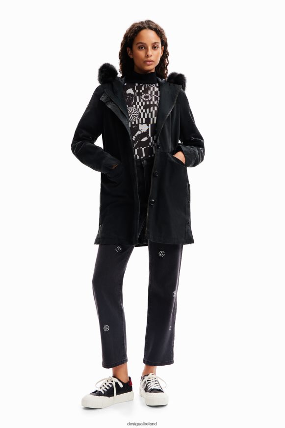 Desigual Women Embroidered hooded parka Clothing PFVZ0B175
