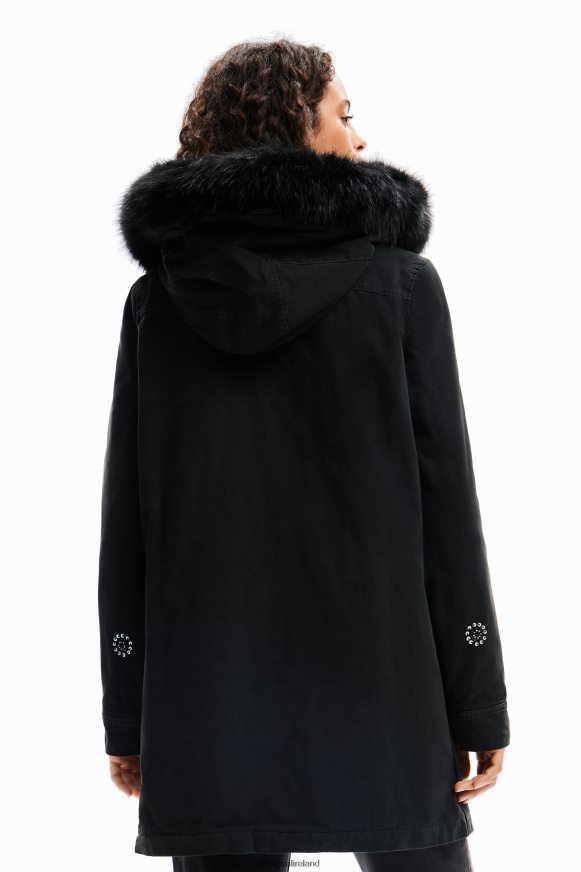 Desigual Women Embroidered hooded parka Clothing PFVZ0B175