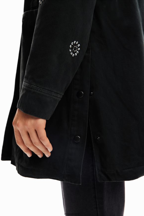 Desigual Women Embroidered hooded parka Clothing PFVZ0B175