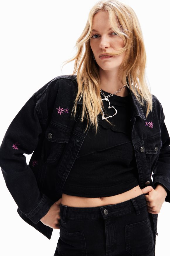 Desigual Women Floral denim trucker jacket Clothing PFVZ0B278