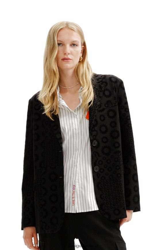 Desigual Women Geometric flocked blazer Clothing PFVZ0B189
