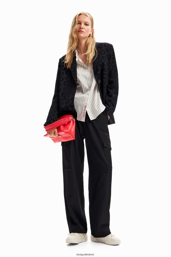 Desigual Women Geometric flocked blazer Clothing PFVZ0B189