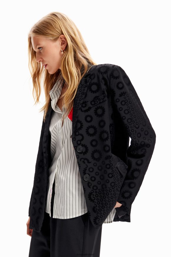 Desigual Women Geometric flocked blazer Clothing PFVZ0B189