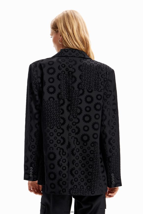 Desigual Women Geometric flocked blazer Clothing PFVZ0B189
