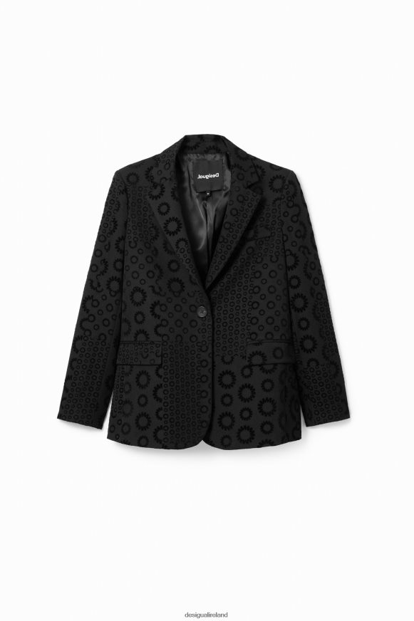 Desigual Women Geometric flocked blazer Clothing PFVZ0B189
