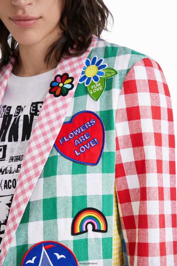 Desigual Women Johnson Hartig check patchwork blazer Clothing PFVZ0B1060