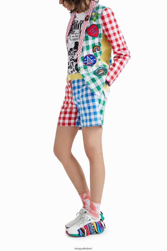Desigual Women Johnson Hartig check patchwork blazer Clothing PFVZ0B1060