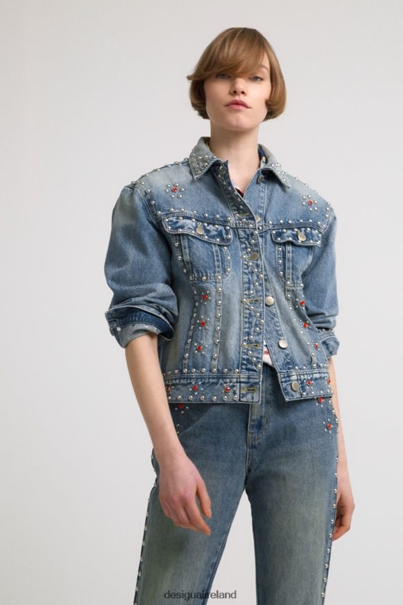 Desigual Women Johnson Hartig studded denim jacket Clothing PFVZ0B1065