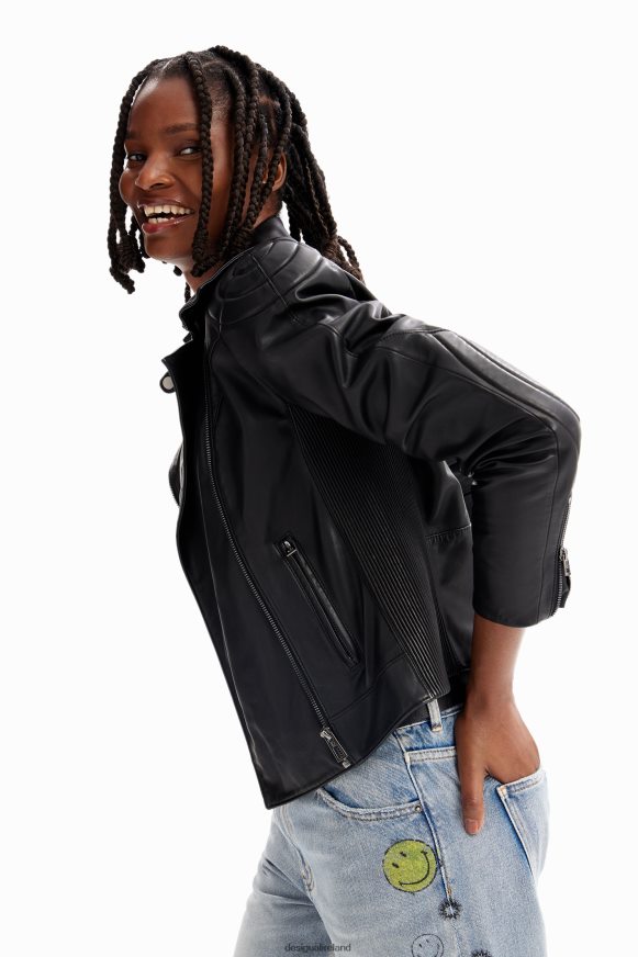 Desigual Women Leather-effect biker jacket Clothing PFVZ0B1140