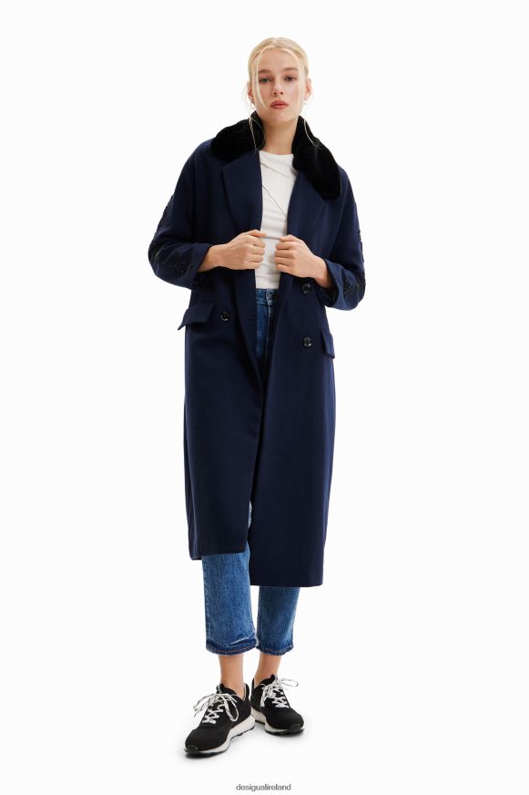 Desigual Women Long beaded double-breasted coat Clothing PFVZ0B671