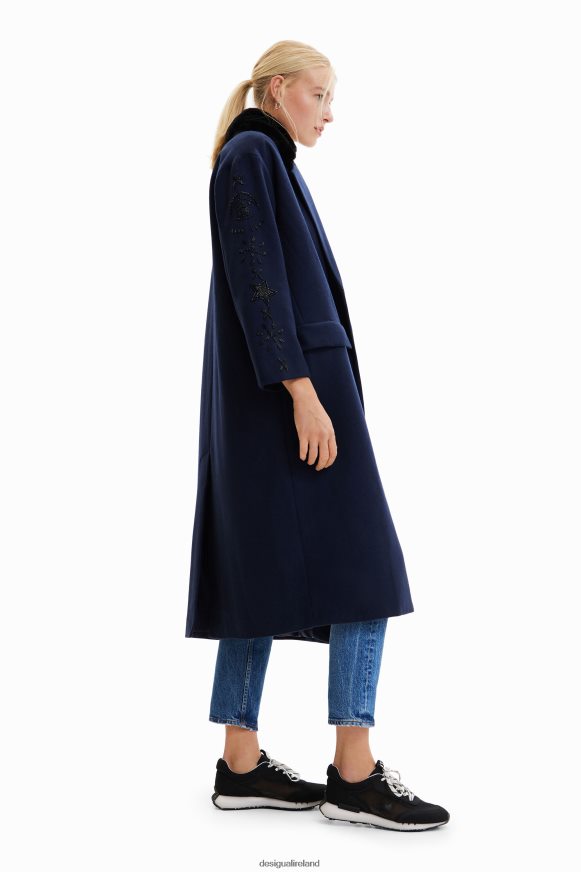 Desigual Women Long beaded double-breasted coat Clothing PFVZ0B671