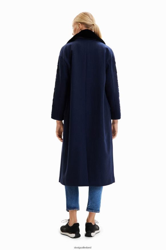 Desigual Women Long beaded double-breasted coat Clothing PFVZ0B671