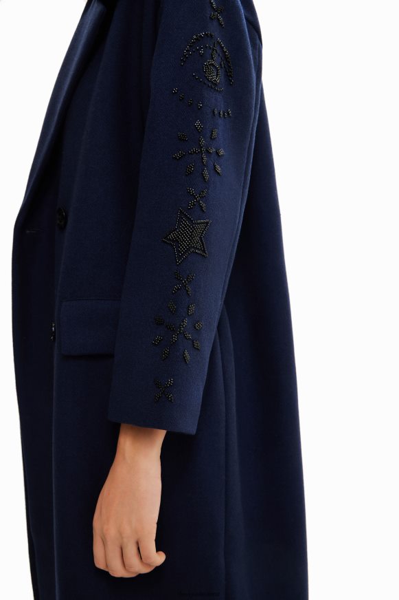 Desigual Women Long beaded double-breasted coat Clothing PFVZ0B671