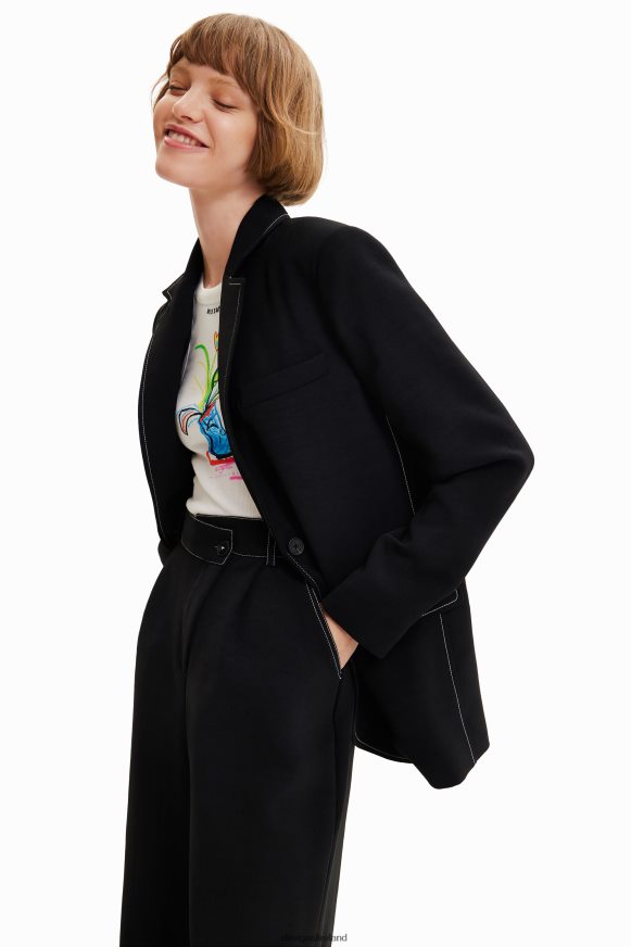 Desigual Women Long blazer with stitching Clothing PFVZ0B913