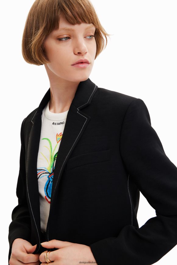 Desigual Women Long blazer with stitching Clothing PFVZ0B913