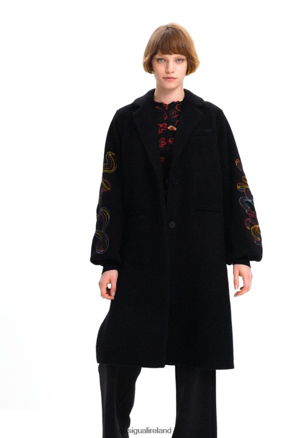 Desigual Women Long embroidered coat Clothing PFVZ0B290