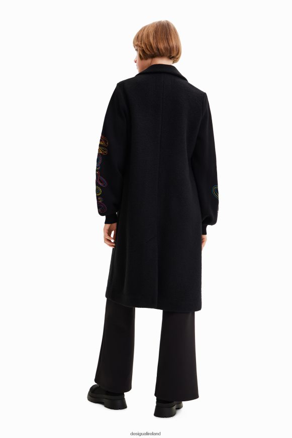 Desigual Women Long embroidered coat Clothing PFVZ0B290