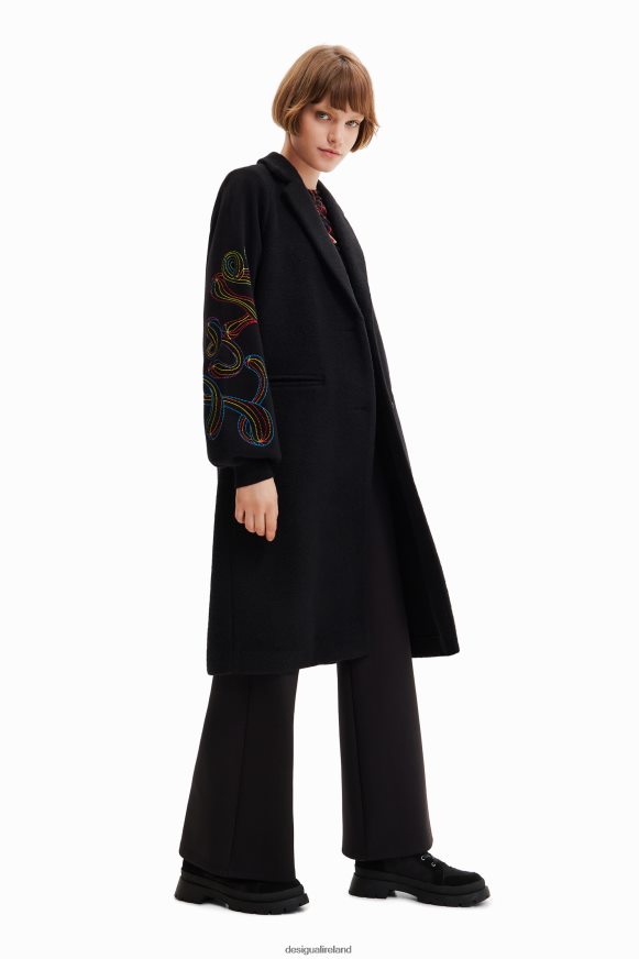 Desigual Women Long embroidered coat Clothing PFVZ0B290