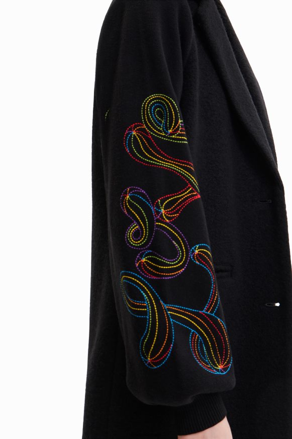 Desigual Women Long embroidered coat Clothing PFVZ0B290