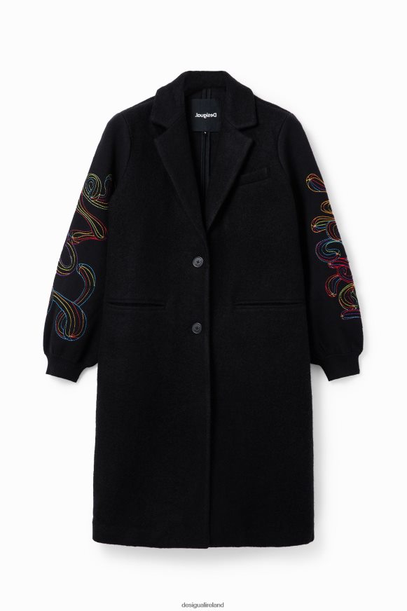 Desigual Women Long embroidered coat Clothing PFVZ0B290
