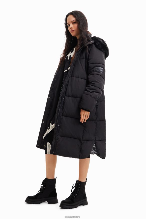 Desigual Women Long padded coat with belt Clothing PFVZ0B743
