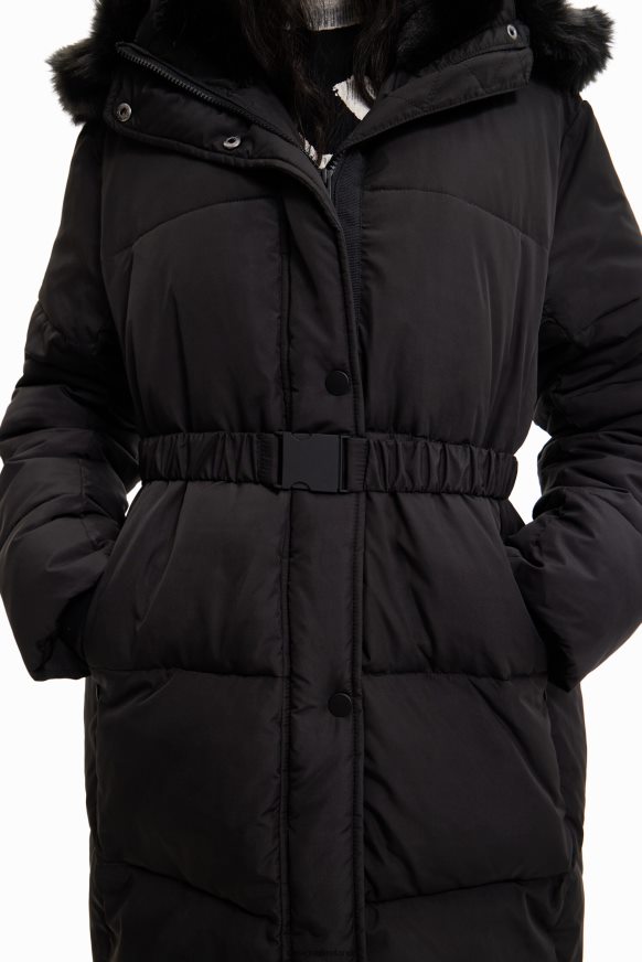 Desigual Women Long padded coat with belt Clothing PFVZ0B743