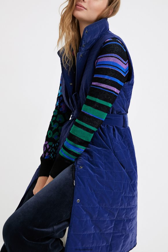 Desigual Women Long quilted gilet Clothing PFVZ0B1067