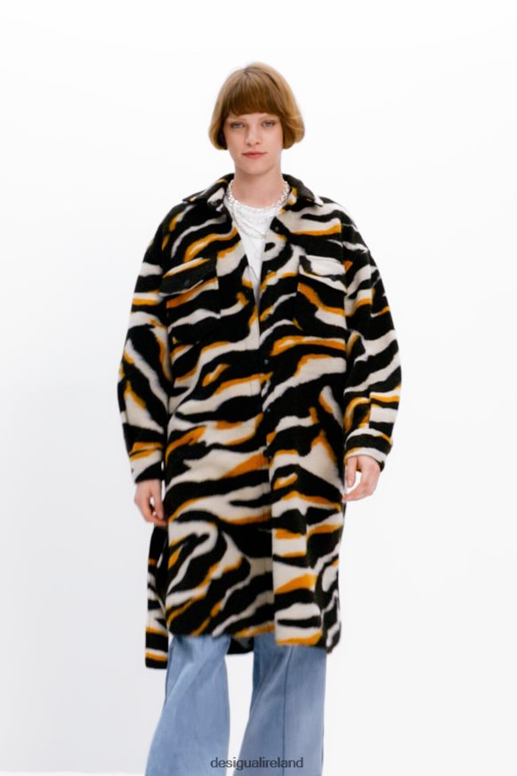 Desigual Women Long zebra overshirt coat Clothing PFVZ0B736