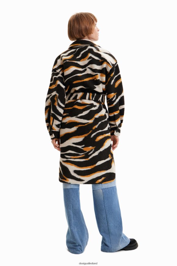 Desigual Women Long zebra overshirt coat Clothing PFVZ0B736