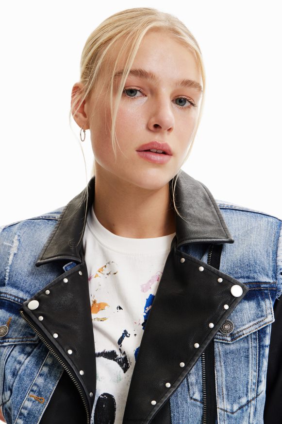 Desigual Women Mickey Mouse hybrid denim jacket Clothing PFVZ0B371