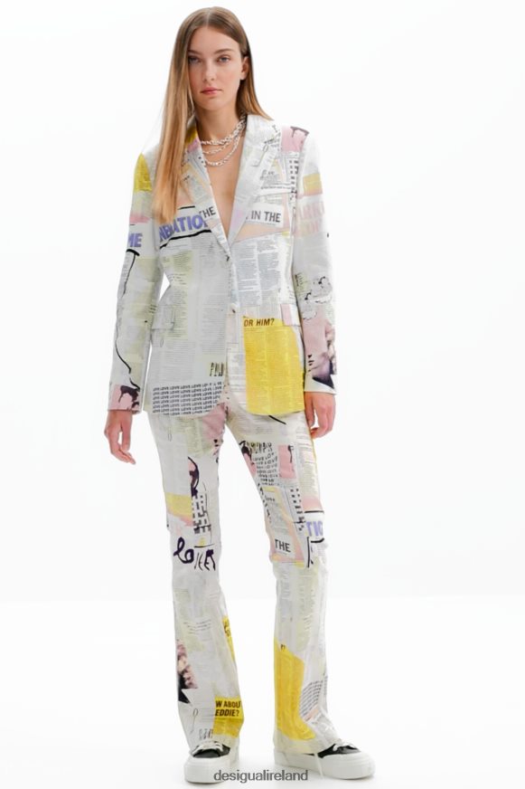 Desigual Women Newspaper collage blazer Clothing PFVZ0B81