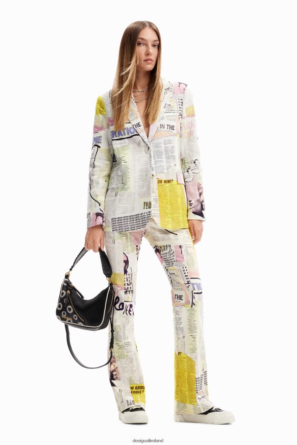 Desigual Women Newspaper collage blazer Clothing PFVZ0B81