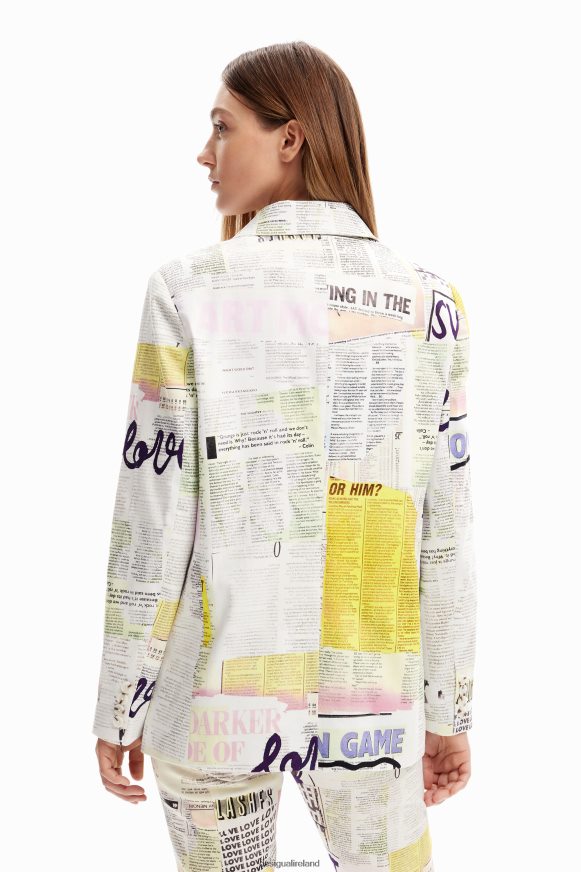Desigual Women Newspaper collage blazer Clothing PFVZ0B81