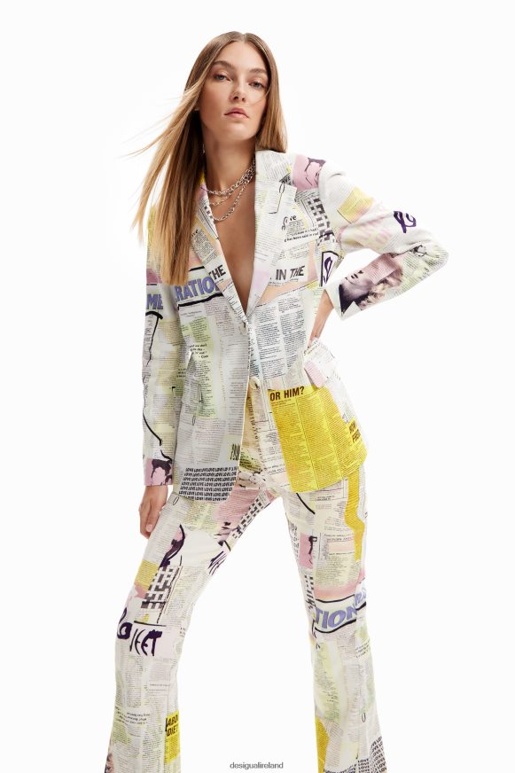 Desigual Women Newspaper collage blazer Clothing PFVZ0B81