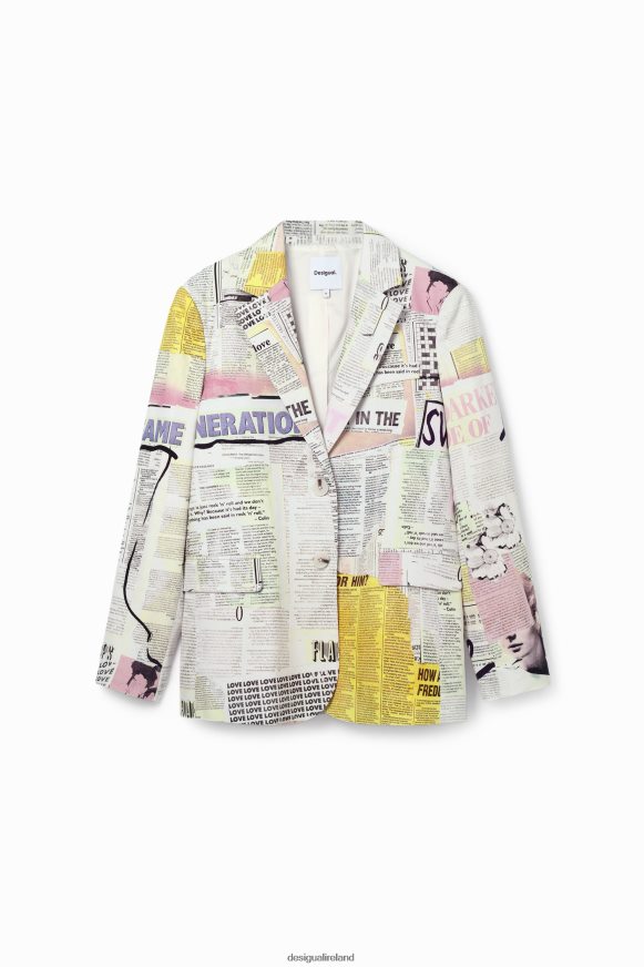 Desigual Women Newspaper collage blazer Clothing PFVZ0B81