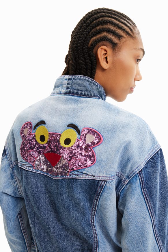 Desigual Women Oversize Pink Panther denim jacket Clothing PFVZ0B902