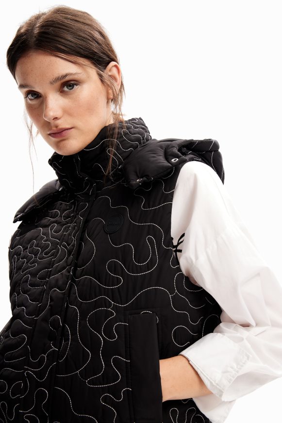 Desigual Women Padded plaid stitching gilet Clothing PFVZ0B233