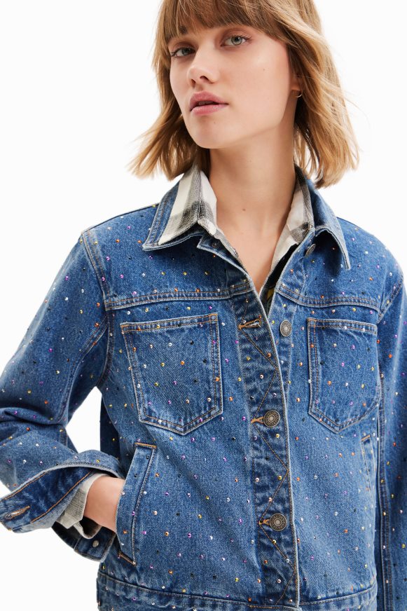 Desigual Women Studded denim trucker jacket Clothing PFVZ0B339