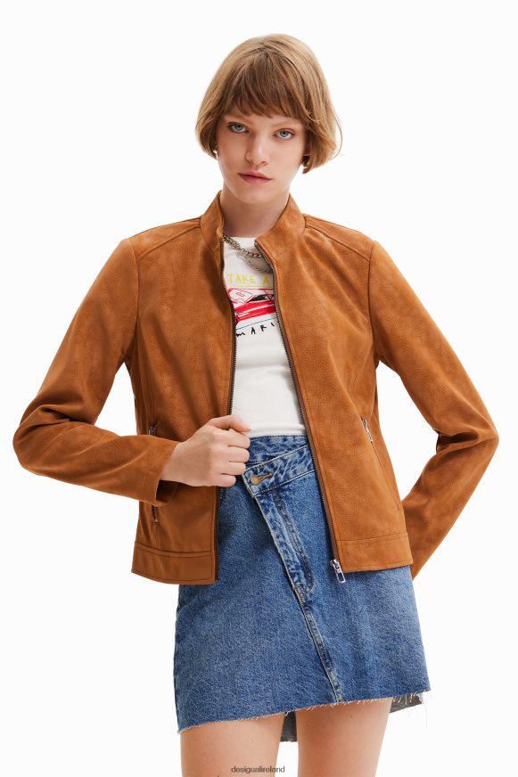 Desigual Women Suede-effect biker jacket Clothing PFVZ0B529