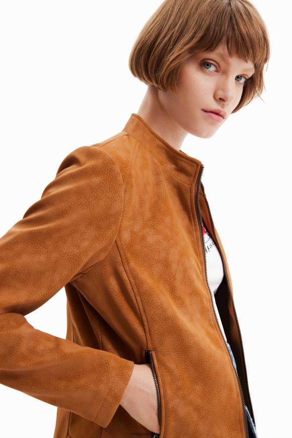 Desigual Women Suede-effect biker jacket Clothing PFVZ0B529